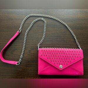 Rebecca Minkoff pink leather studded clutch